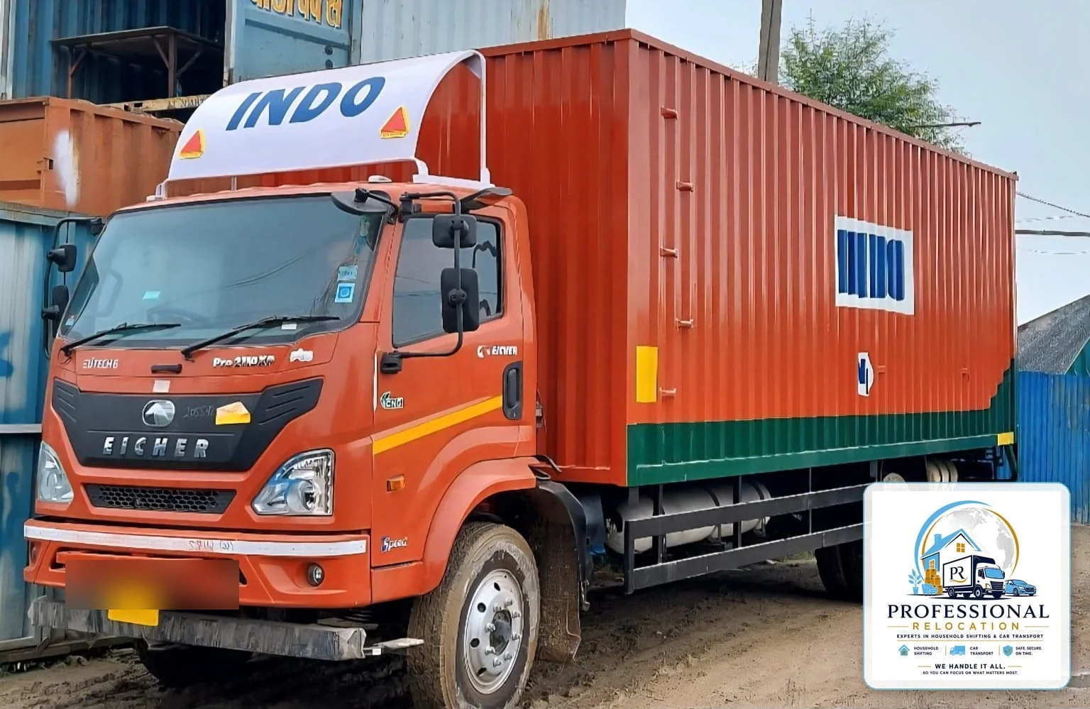 Professional Relocation enclosed household shifting truck used for relocations from Goa
